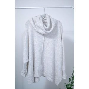 Ruby Moon Gray Wool Alpaca Blend Chunky Oversized Turtleneck Sweater SZ L